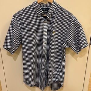 Used Ralph Lauren Men’s L S/S blue and white checkered button shirt.